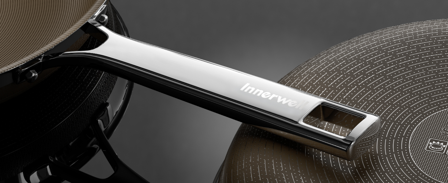 Керамічна сковорода Innerwell Titan 28 см з антипригарним покриттям, індукційна, з кришкою, з нержавіючої сталі, без PFOA, для всіх типів плит, коричнева