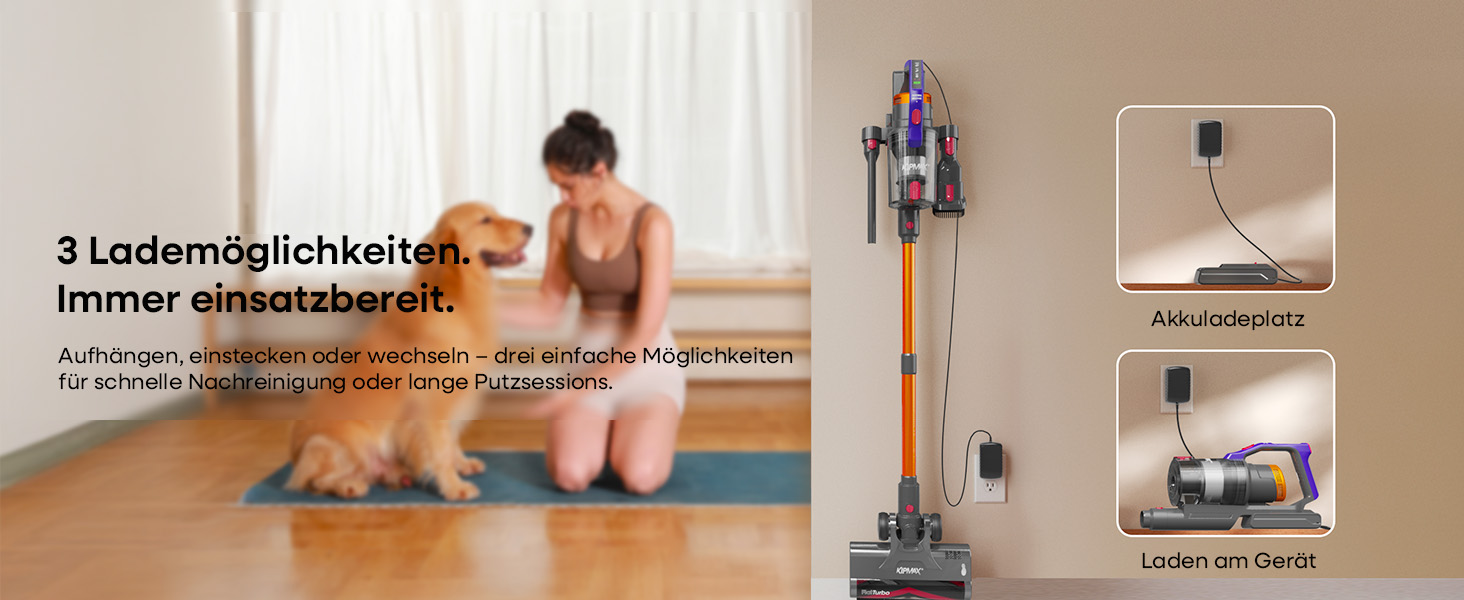 Бездротовий акумуляторний пилосос KIPMAX 50000Pa, 550W, 70 хвилин, 1.5L, з дисплеєм, антизаплутана щітка, 7-шаровий фільтр, 2 арома-пластини, для килимів, шерсті тварин, твердих поверхонь, золотий