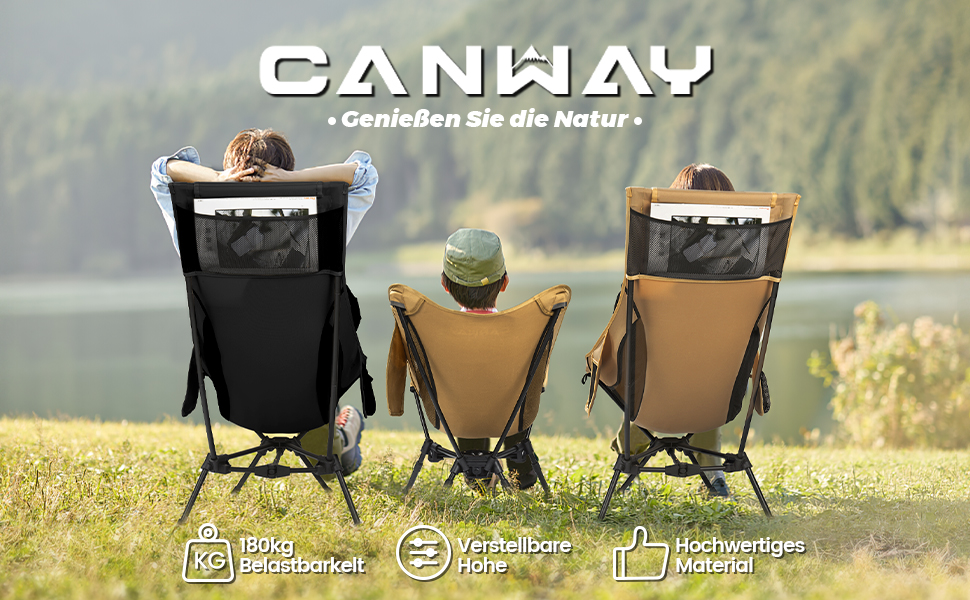 Зручний складаний стільчик для кемпінгу CANWAY, ультралегкий, 180 кг, для пляжу та відпочинку