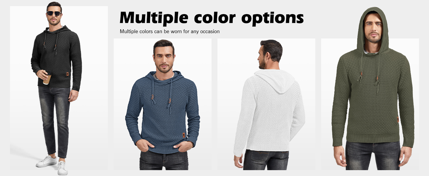 Пуловер чоловічий TARAINYA з капюшоном, теплий светр з довгим рукавом, чорний, XL