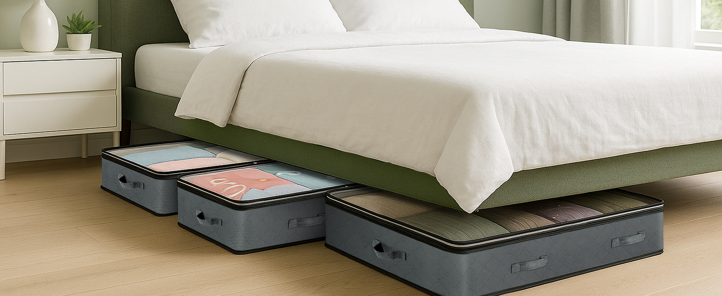 Коробка для зберігання під ліжко Flow Fire, 90L, 4 шт., з кришкою, складна, для постільної білизни та одягу