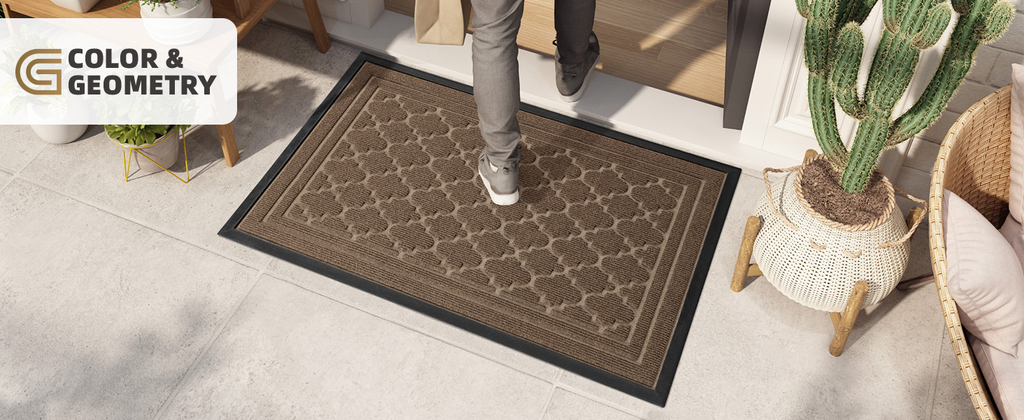 Килимок для дому та вулиці Color G: міцний, неслизький, 43.5 x 75 см, легко миється, для входу, балкону, тераси (Коричневий)