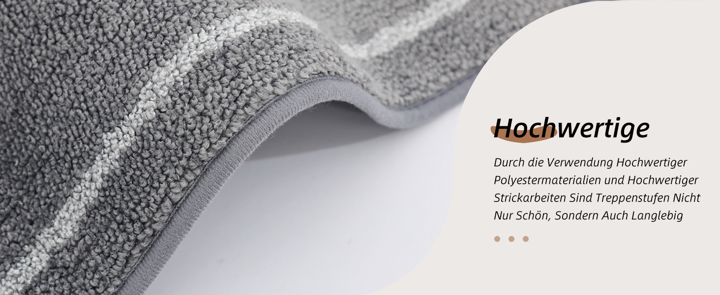 Килимочки на сходи BEQHAUSE, комплект 15 шт. Самоклеючі килимки на сходи для дітей, літніх людей та домашніх тварин, 100% поліестер, TPE-підкладка, 22x70 см (Сірий)