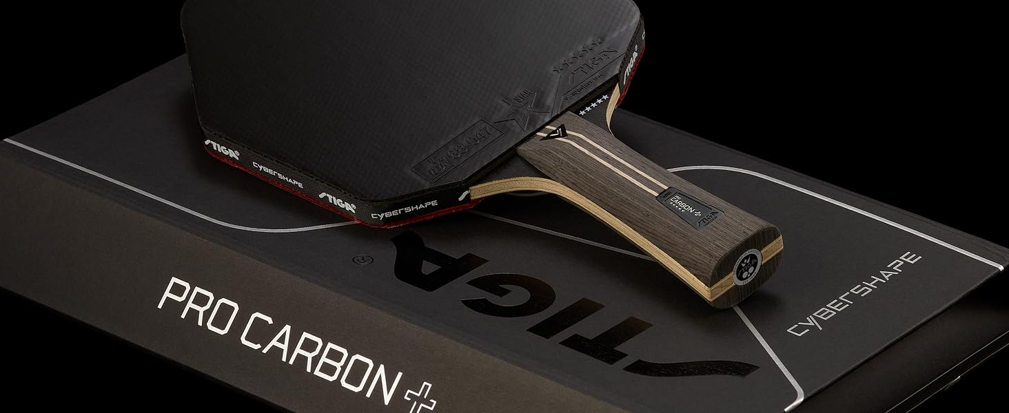 STIGA Pro Carbon+ Cybershape Table Tennis Racket - 5-Star Offensive Paddle for Professional Play