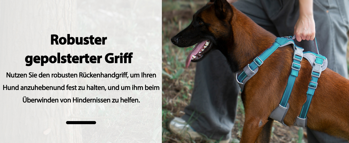 Шлейка безпеки Huntboo для собак, антизламна, від паніки, з ручкою, регульована, для малих, середніх та великих собак (M), блакитно-зелений (1 шт.)