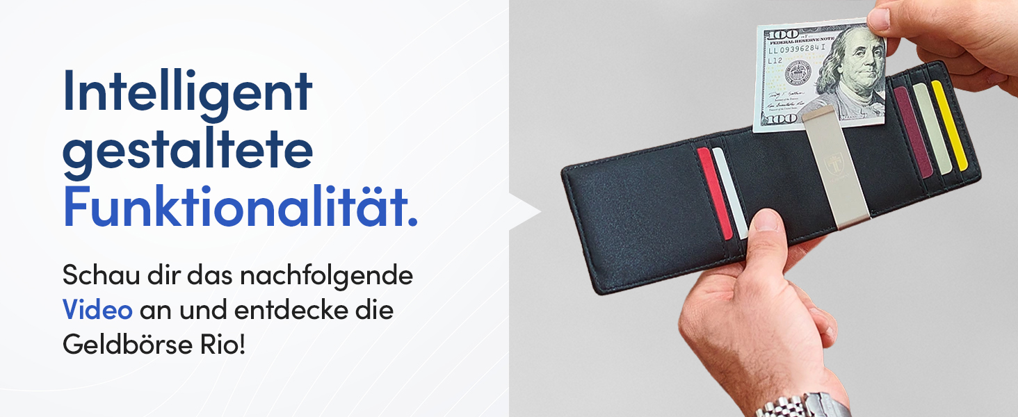 Гаманець Travando Rio з затискачем для грошей, RFID захист, 7 відділень для карт, чорний - Оригінал з Німеччини
