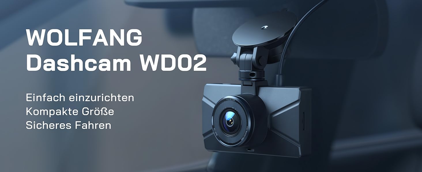 WOLFANG Dashcam: Автомобільна камера 2.5K+1080P з відеореєстратором, нічне бачення, 170° кут огляду, WDR, паркувальний режим, G-сенсор, циклічна запис, внутрішня камера, 32GB SD-карта