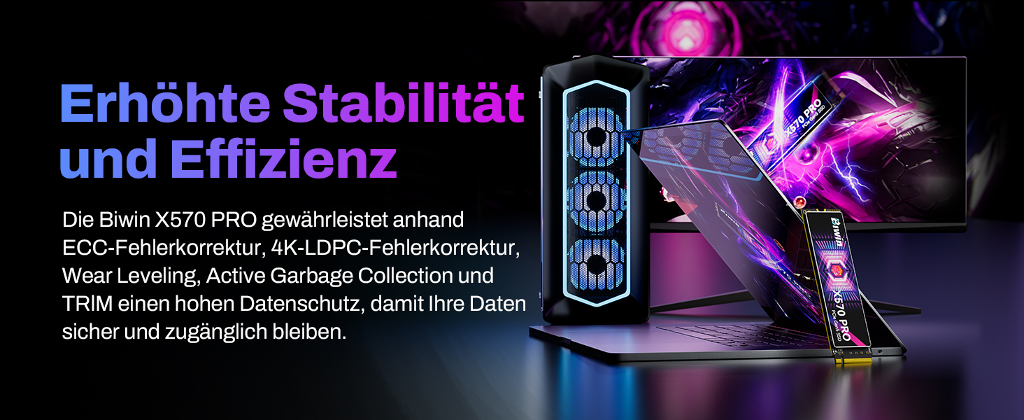 SSD BIWIN Black Opal X570 Gen5 Gaming 1TB - NVMe PCIe 5.0, M.2 2280, 14000 MB/s, 3D TLC NAND, для ноутбука та ПК