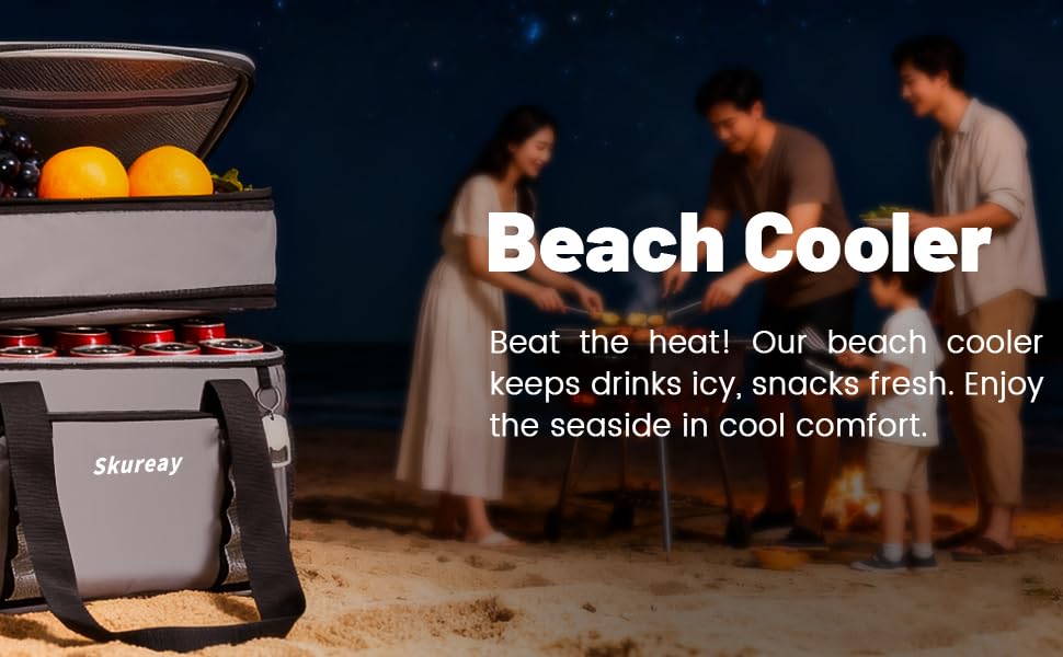 Велика розширювана сумка-холодильник з м'якого матеріалу, двоярусна ланч-сумка для жінок та чоловіків, вміщує 40 банок, вологостійка та портативна – ідеально для пляжу, кемпінгу, подорожей. Чорний колір