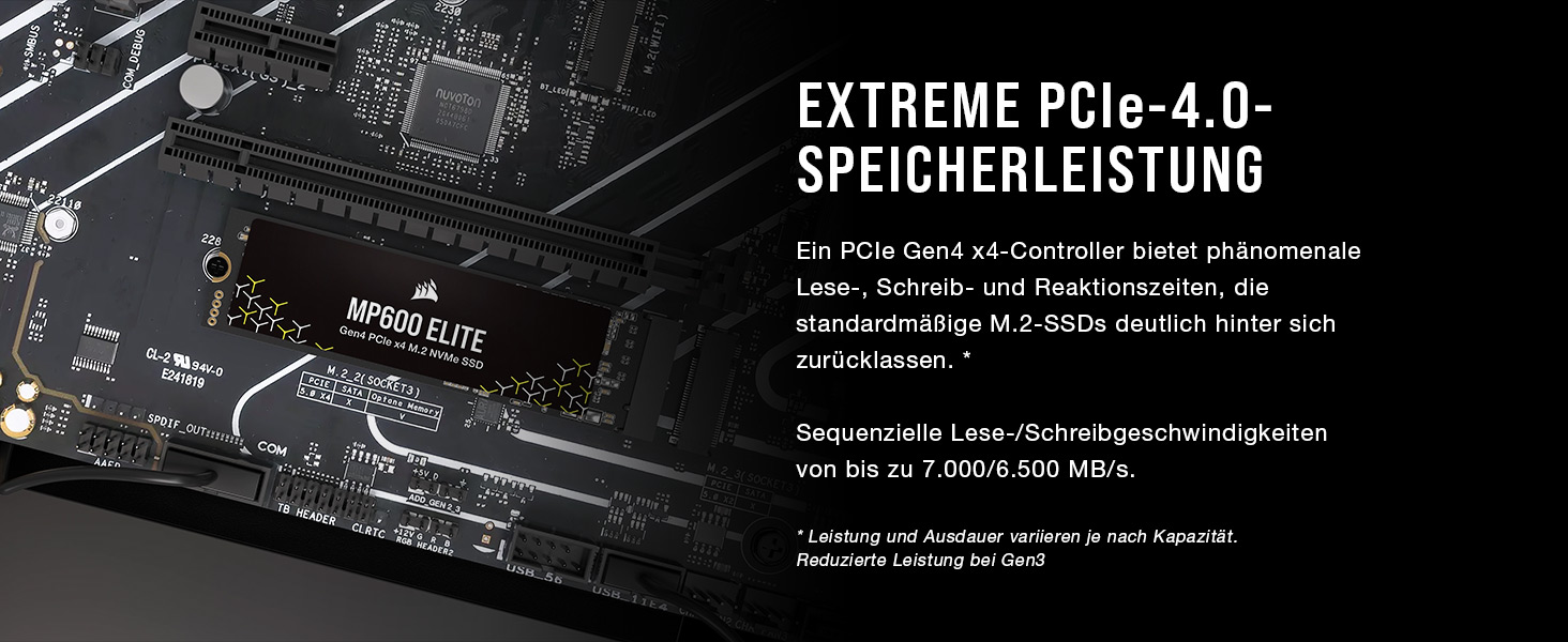 SSD CORSAIR MP600 ELITE 1TB M.2 PCIe Gen4 x4 NVMe - Швидкий диск для ігор та ПК, 7000 МБ/с