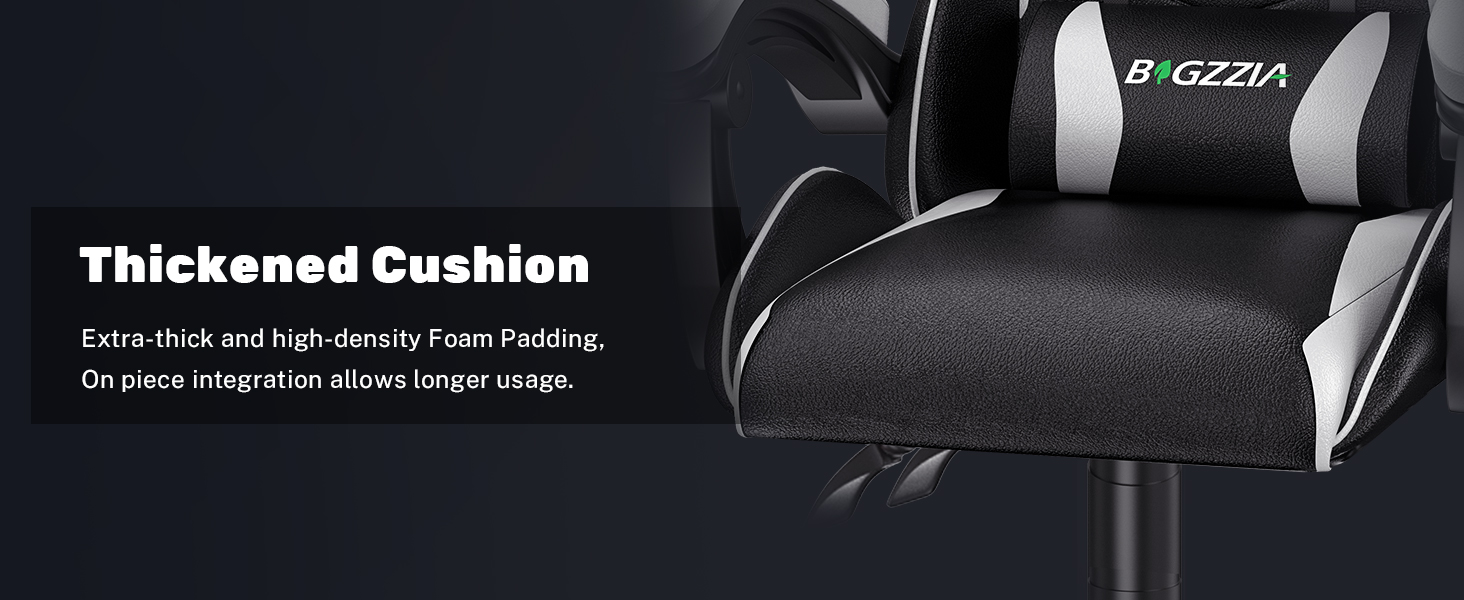 Геймерське крісло Bigzzia Ergonomisch з підтримкою попереку та голови, регульована висота, для підлітків та дорослих, чорно-біле