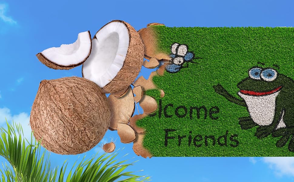 Килимок для підлоги з кокосового волокна, вологостійкий, 40x60 см - Welcome Friends Frog