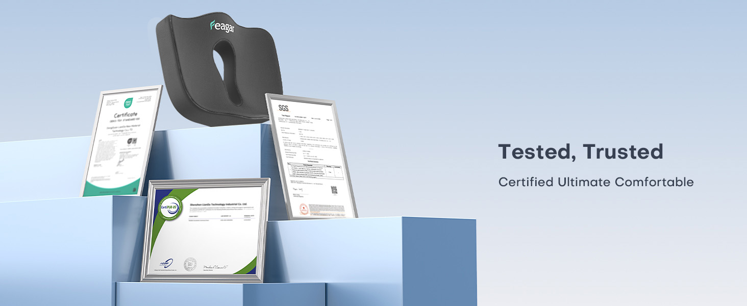 Ортопедична подушка для сидіння Feagar з Memory Foam, ергономічна подушка для офісного крісла, візка, автокрісла, для спини, чорна