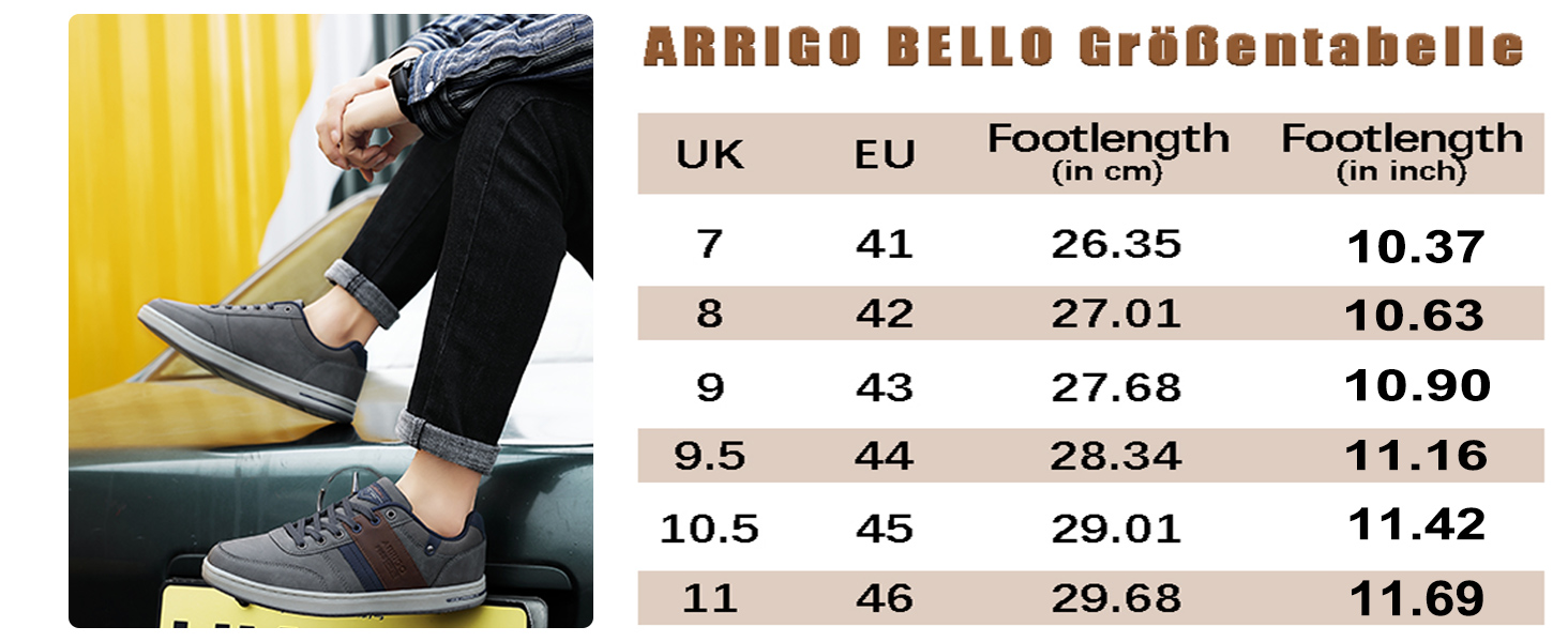 ARRIGO BELLO Кросівки для чоловіків: шкіряні, спортивні, класичні, сірі (41-46)