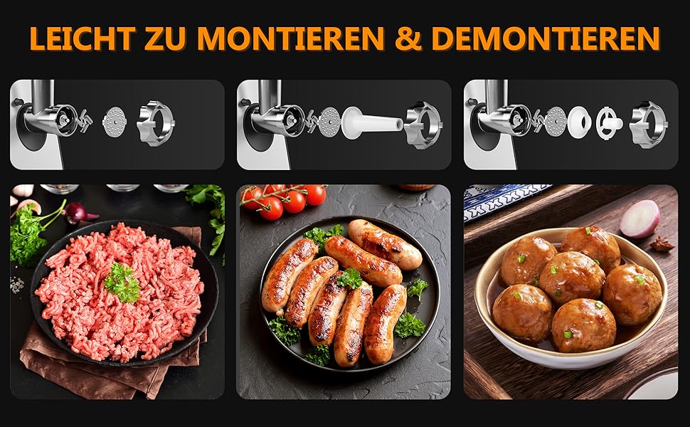 М'ясорубка електрична STANEW 4-в-1, 3500 Вт, 3 диски з нержавіючої сталі (4/8 мм, решітка), насадка для ковбас