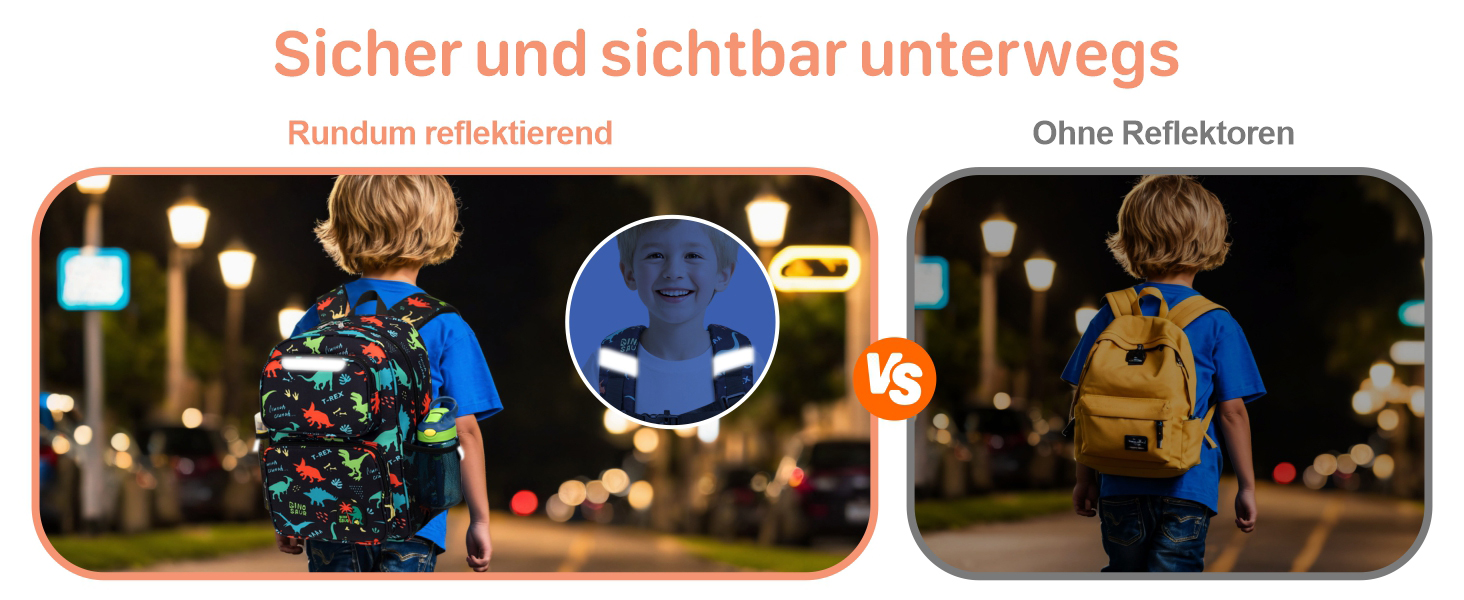 Дитячий рюкзак Bagseri для дівчаток 15L, легкий рюкзак для школи, дитячий сад та 1-2 класи, з нагрудним ременем та ізотермічним відділенням, формат DIN A4, з світловідбиваючими елементами (чорний динозавр)