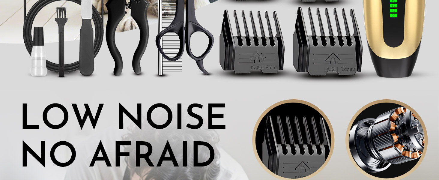 Професійна машинка для стрижки собак та котів Leise, електрична бездротова, 2 швидкості (Золота)