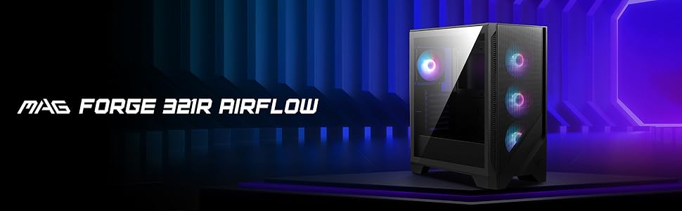 Корпус ПК MSI MAG Forge Mid-Tower: ATX, підтримка RTX 40, ARGB вентилятори, магнітні фільтри, загартоване скло, USB 3.2 Gen 1