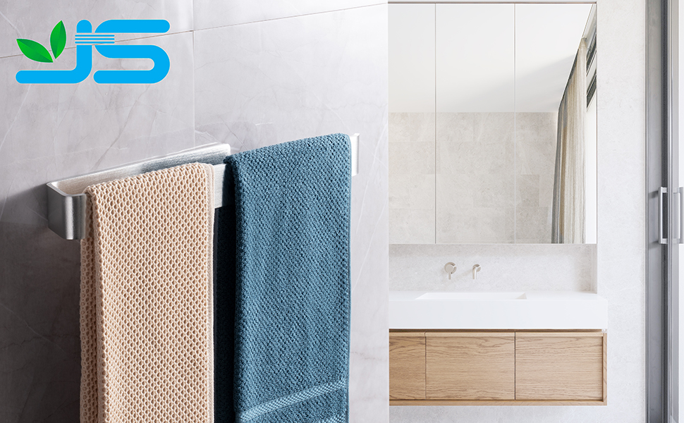 Тримач для рушників JS без свердління, сріблястий, 40 см