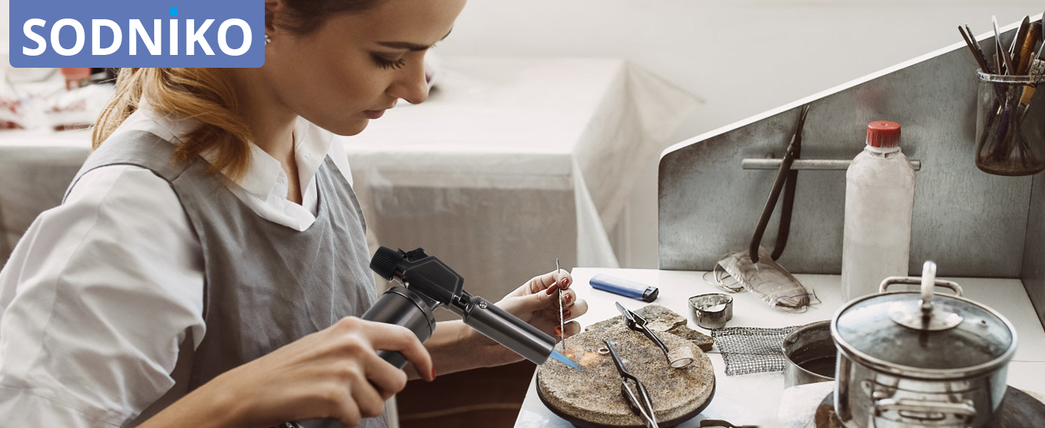 Професійний газовий пальник Sondiko SW-801 Pro для паяння та зварювання, з регулюванням полум'я та вітростійкістю (без бутану)