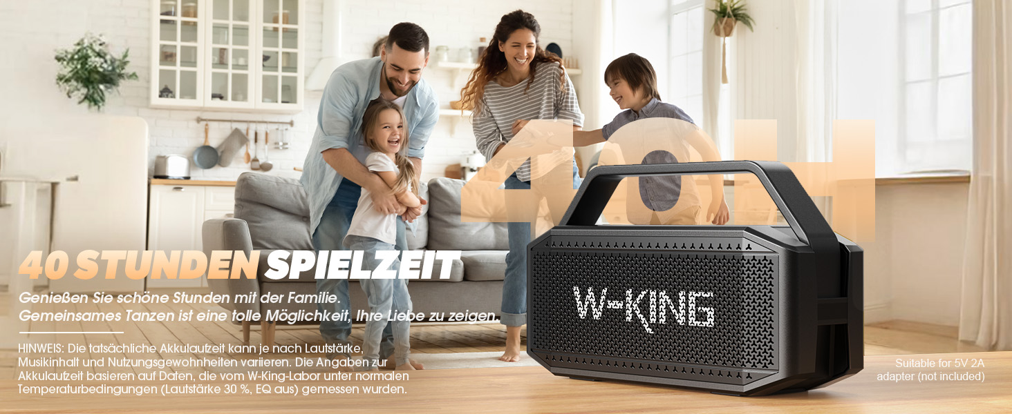 W-KING Bluetooth Колонка 100W (Пікова потужність) - Портативна Колонка з Глибоким Басом, Power Bank, TF/AUX, EQ, IPX6, 40 годин роботи