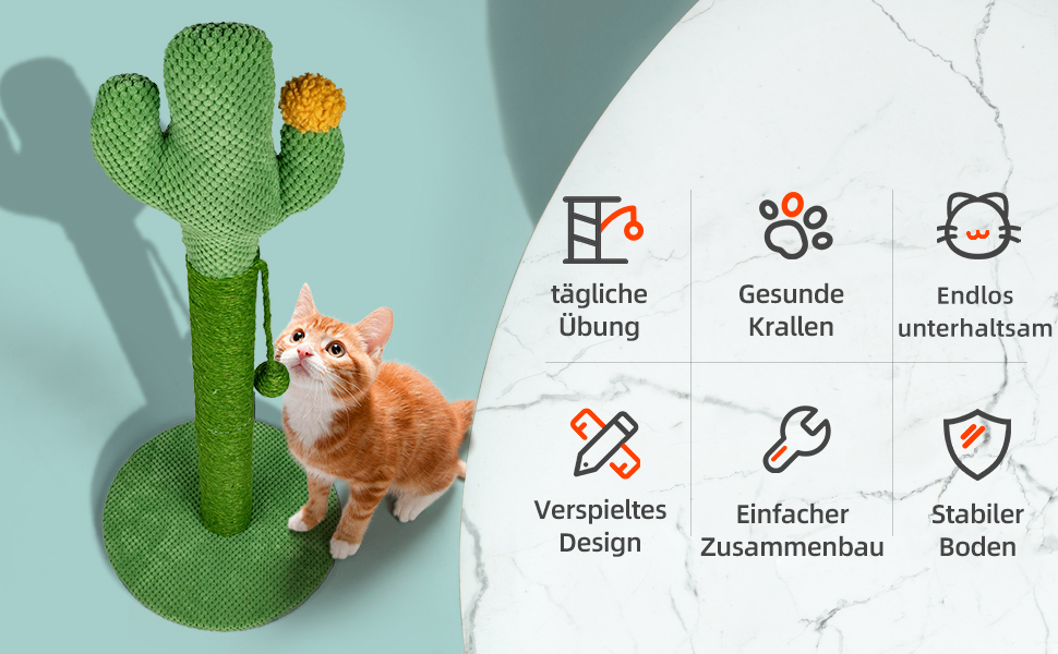 Когтеточка для котів Mora Pets Кактус 83 см, стовпчик із натурального сизалю, зелений, стійкий, компактний, ідеально для домашніх тварин
