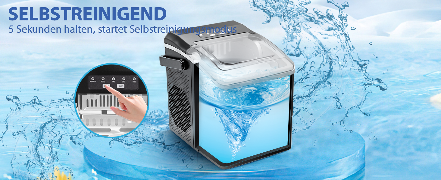 Машина для приготування кубиків льоду Klein - 2 розміри, 9 кубиків за 6 хвилин, портативна, для офісу, кемпінгу та вечірок (чорний)