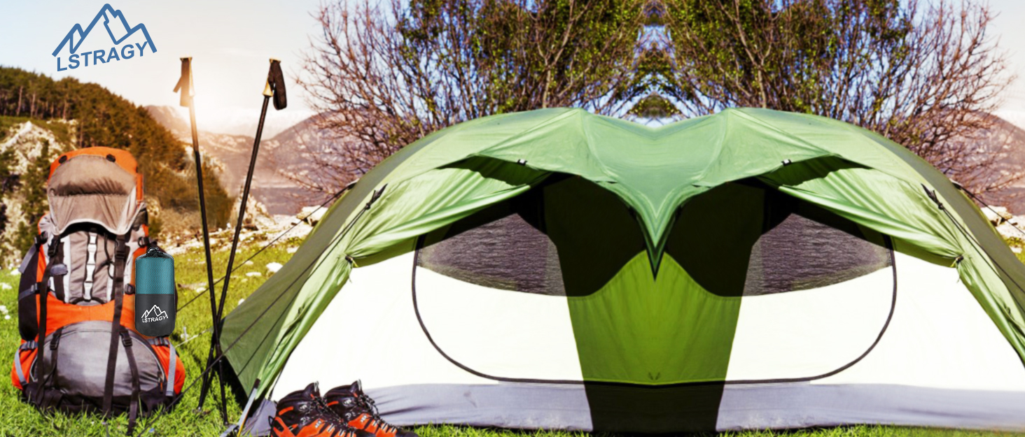 Спальний мішок для кемпінгу 2в1, мікрофібра, 220x95 см, зелений