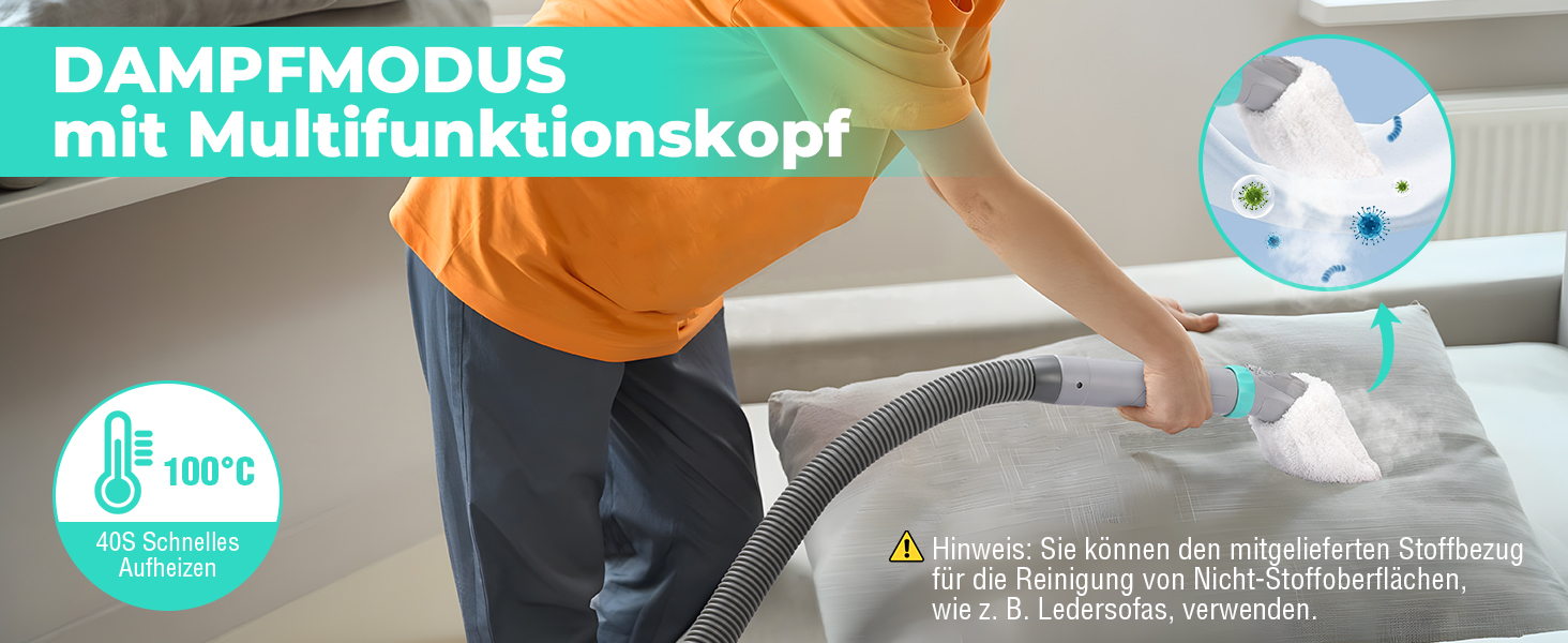 Пылесос с функцией пара HAUSHOF StainZapper Vapo: для коврів, диванів, авто. Очищувач з підігрівом та високою температурою. З миючим засобом.