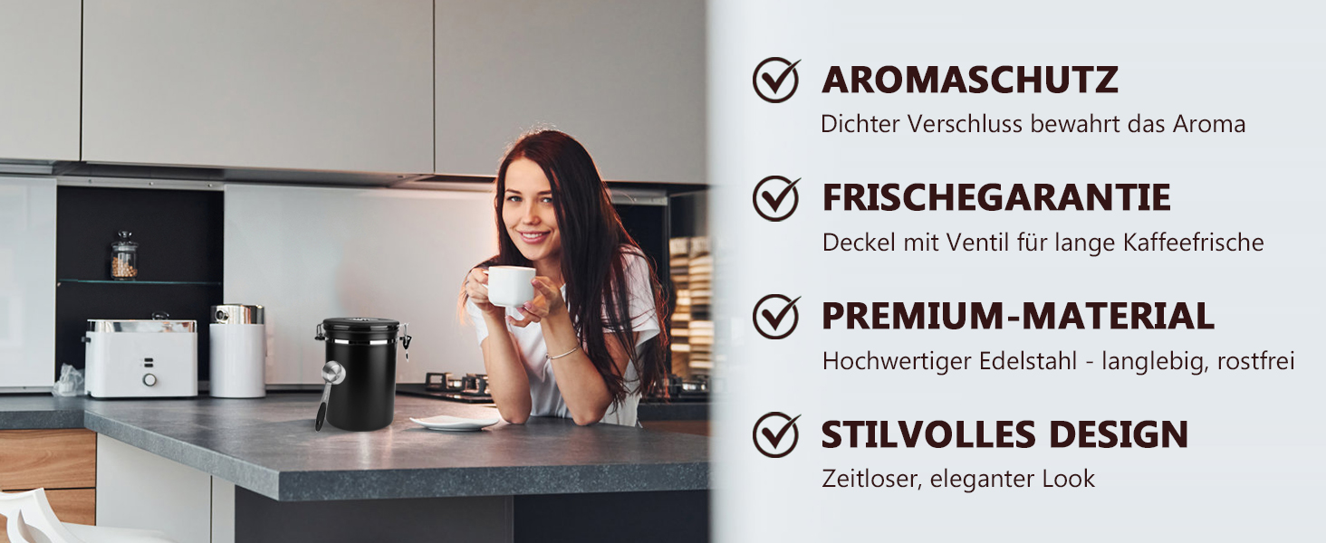 Кавовий контейнер ZONJIE 2.8л з нержавіючої сталі, вакуумний, з CO2-вентилем та датою, для кавових зерен