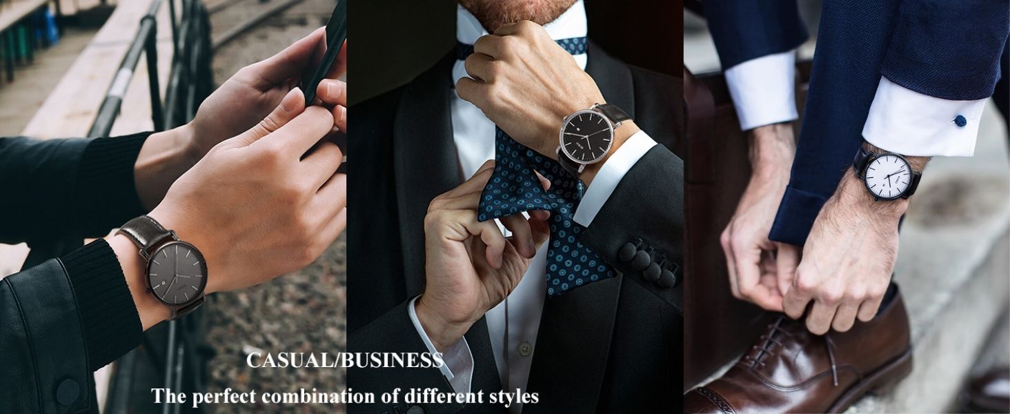 Годинник чоловічий BUREI Ultra тонкий аналоговий з датою, кварцовий механізм Japan, подарунок для чоловіків (срібло, шкіряний ремінець)