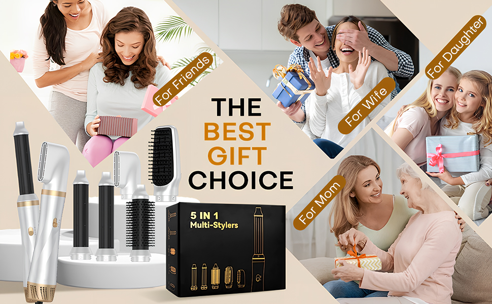 Airstyler 5 в 1: набір для укладки волосся з автоматичною завивкою, фен-щітка, 1000W, для об'єму, випрямлення та локонів