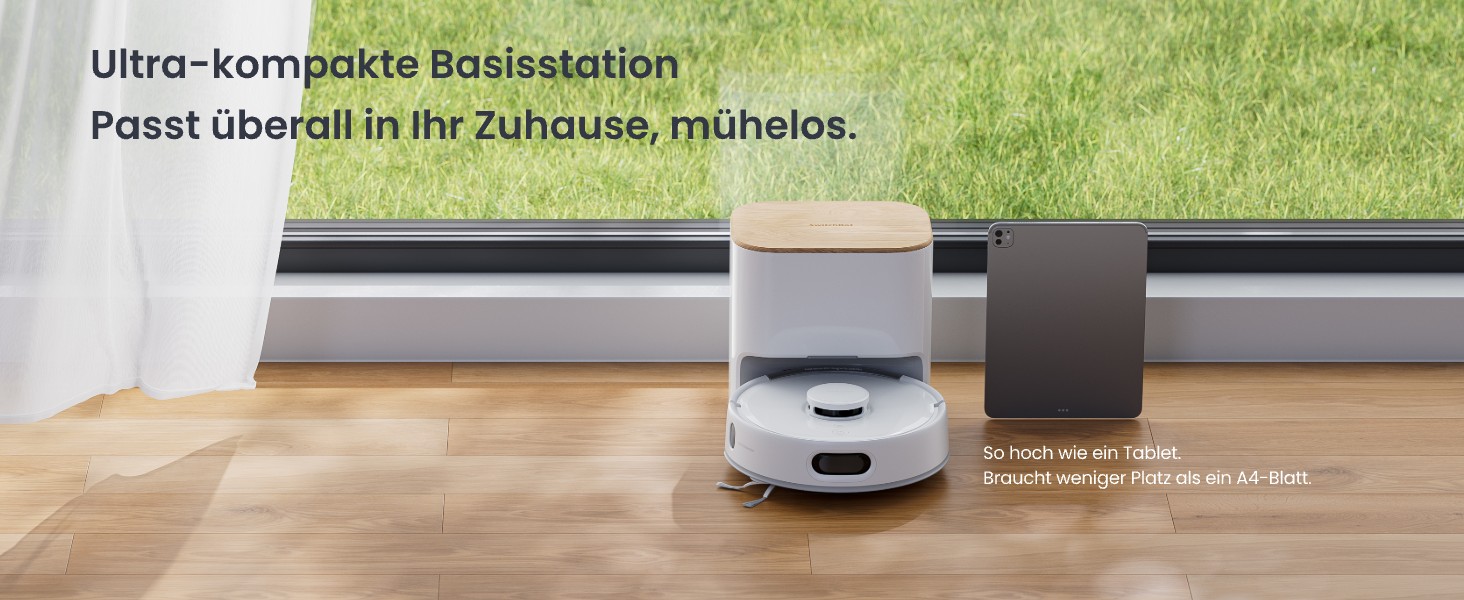 Робот-пилосос SwitchBot K11+ з мокрою прибиранням, 6000Pa, самостійна очистка контейнера, LDS-картування, 3.6 дюйми, сумісний з Apple Home, Alexa, Google Home та Matter, бежевий