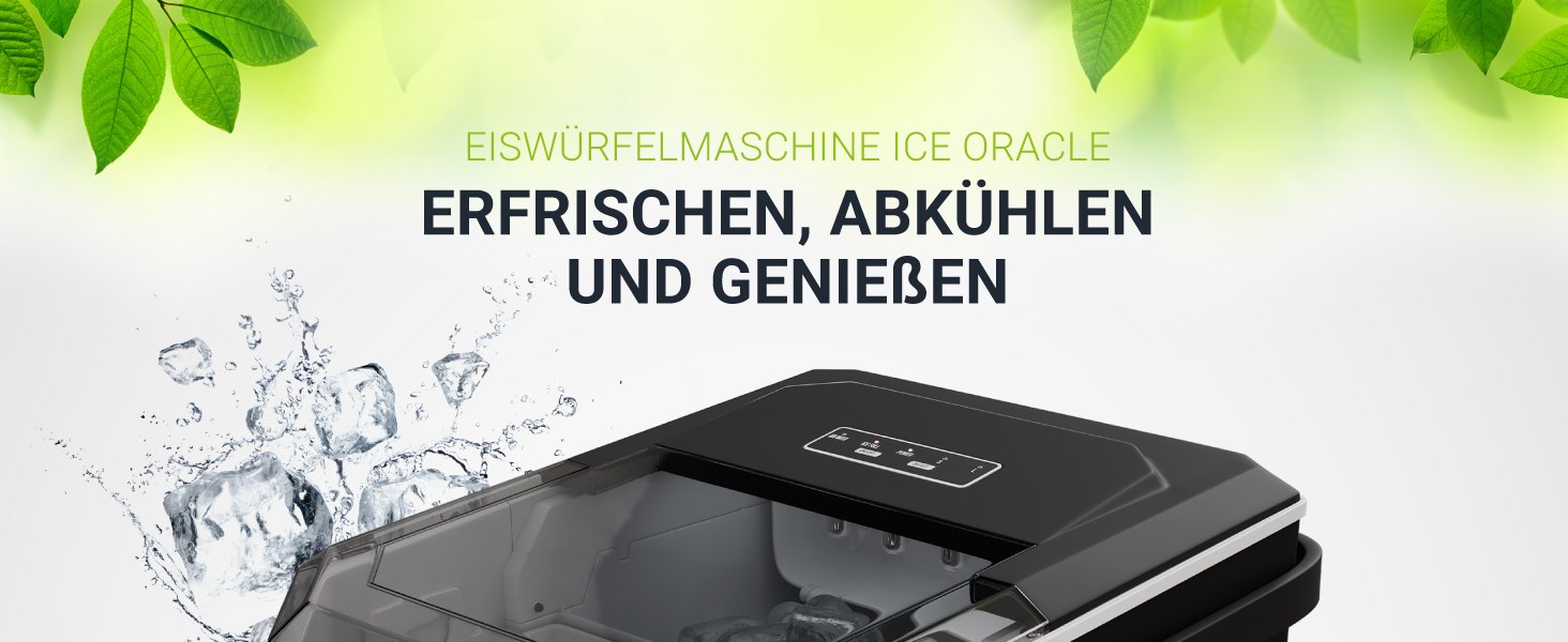 Машина для приготування льоду Juskys IceOracle - швидке приготування коктейльних кубиків (6-13 хв) - компактний пристрій на 12 кг/день - великий контейнер для льоду - чорний колір