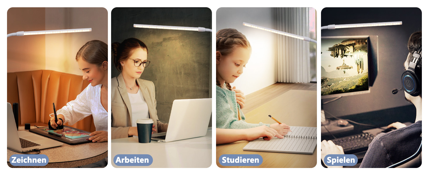 Лампа для столу Homefire LED з кріпленням, регульована яскравість: чорна, 5 рівнів яскравості, 5W, гнучка, для офісу, кабінету, захист очей, денне світло, USB