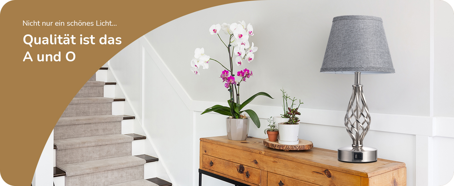 LED-лампа на тумбочку EDISHINE, 2 шт. в наборі, торшери з USB, диммування, сірий абажур, для спальні, вітальні, подарунок