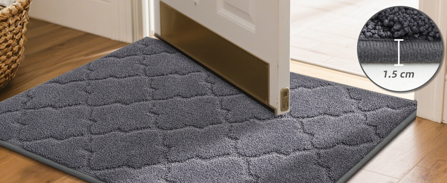 Килимок придверний COSY HOMEER 50x80 см сірий, антиковзний, вологостійкий, для кухні, коридору, тераси - машинне прання