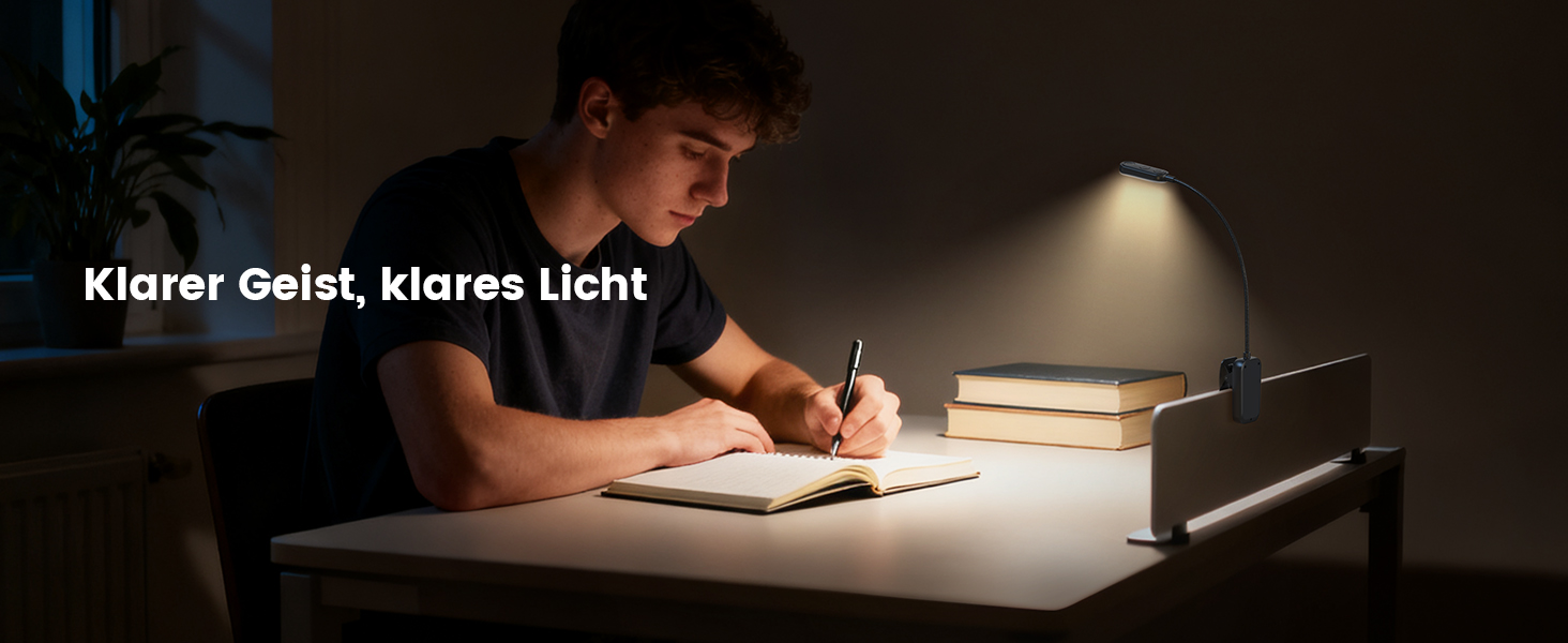 Світлодіодна лампа для читання Glocusent з кріпленням, 20 LED, USB, 5 режимів температури кольору, регулювання яскравості, гнучка на 360°, для читання в ліжку