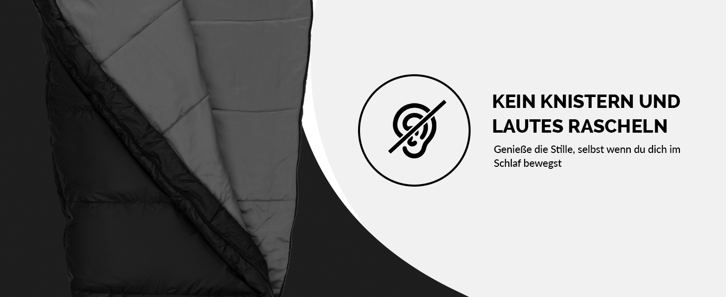 Спальний мішок Mumienschlafsack для 3-4 сезони, 8°C до -5°C, 300GSM, 80x220cm, для жінок та чоловіків, чорний