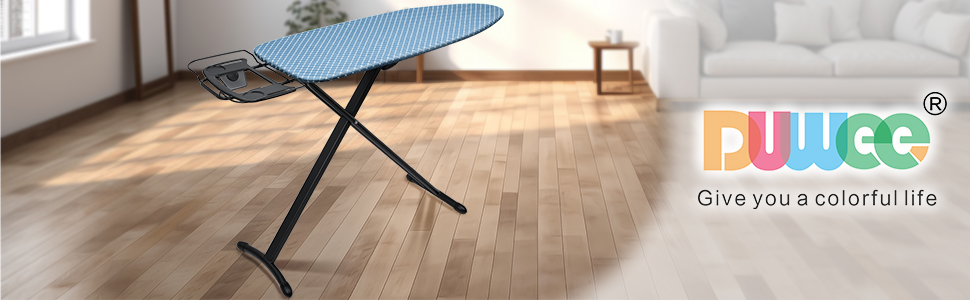 Гладильна дошка Duwee Extra Wide Deluxe з підставкою для праски, термостійкий чохол та товстий фетровий наклад, стабільні ніжки, 117 x 43 см