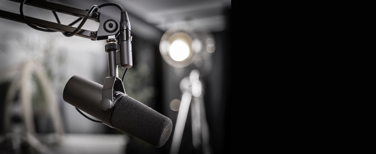 Шуре SM7B - Динамічний мікрофон для вокалу, радіо, подкастів та запису, XLR, теплий звук, чорний