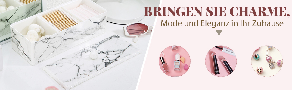 Організатор для ватних паличок та дисків Luxspire з 2 відсіками. Косметичний бокс для зберігання з кришкою. Білий колір.