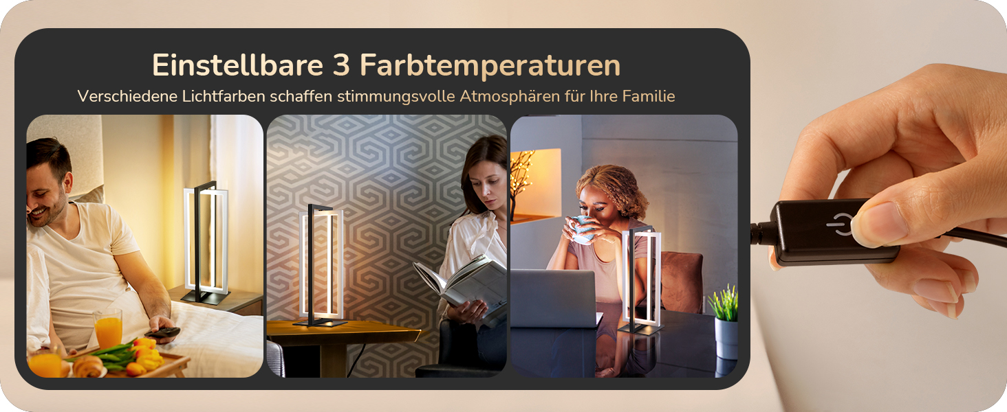 LED настільна лампа EDISHINE з дерева, торкання, регулювання яскравості та функцією пам'яті, 3 колірні температури, 350 люмен, для вітальні, офісу, подарунок (сріблястий)