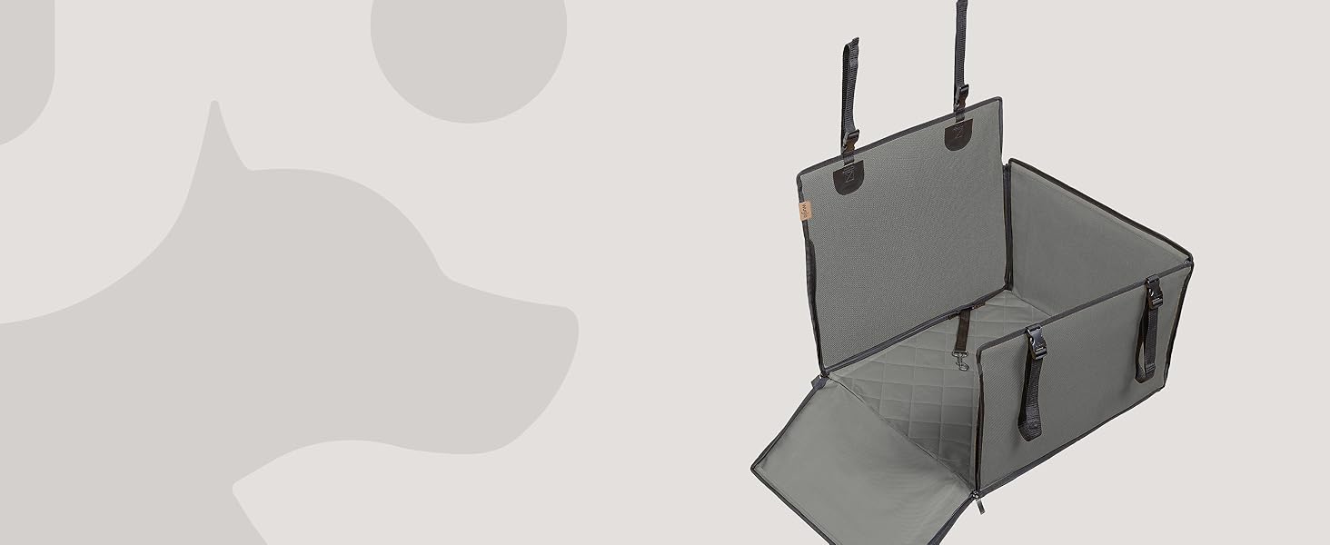 Автокрісло для собак Wuglo Extra Stabiler – надійне, водонепроникне автокрісло для собак середніх розмірів до 18 кг, сірого кольору