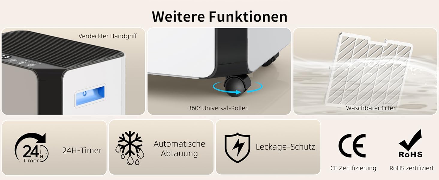 Електричний осушувач повітря HUMILABS 20L з Wi-Fi, для приміщень до 60м², з гофрованим шлангом, 4.5л бак, 3 режими, таймер, білий