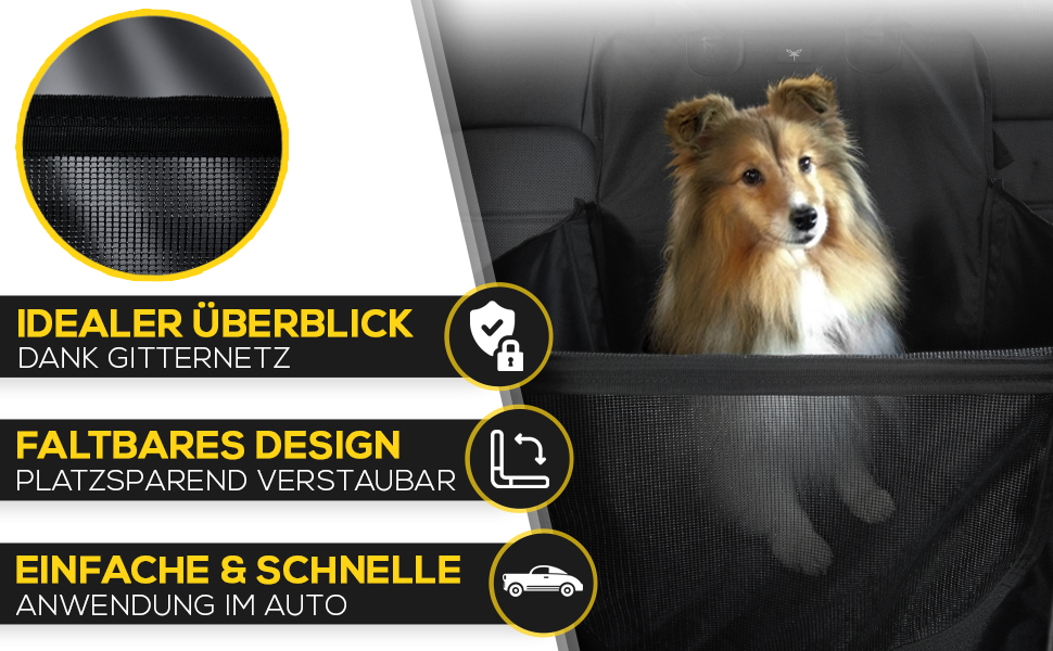 Автокрісло для собак KUINEA® Extra Stable - з ременем безпеки, для собак маленьких та середніх порід, водовідштовхуче, автокошик для собак, автокрісло для собак