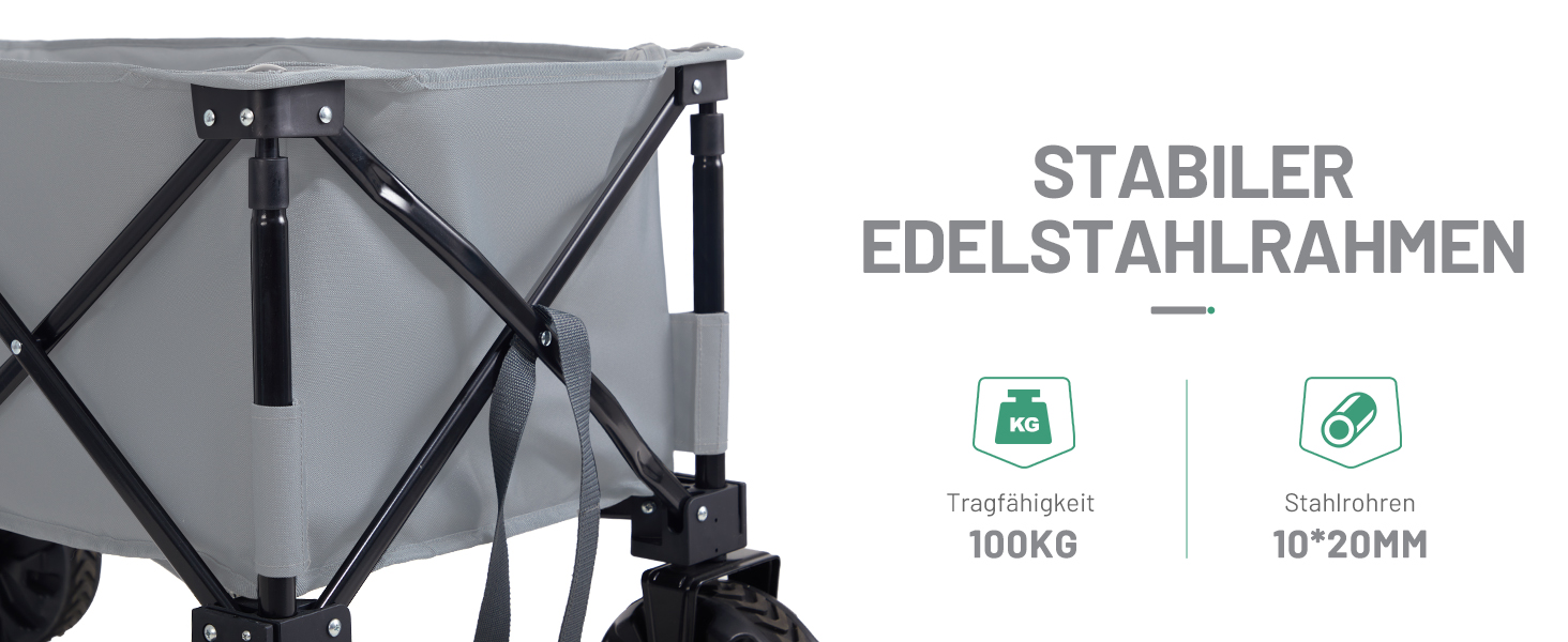 Візок-садовий Timber Ridge XXL 200л з гальмами, широкими колесами, бічною кишенею та тримачем для напоїв. Складний, для кемпінгу, покупок, вантажопідйомність 150кг, сірий