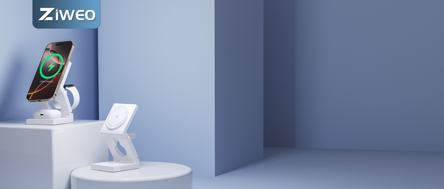 3-в-1 Бездротова зарядка з підтримкою MagSafe для iPhone, Apple Watch та AirPods (біла)