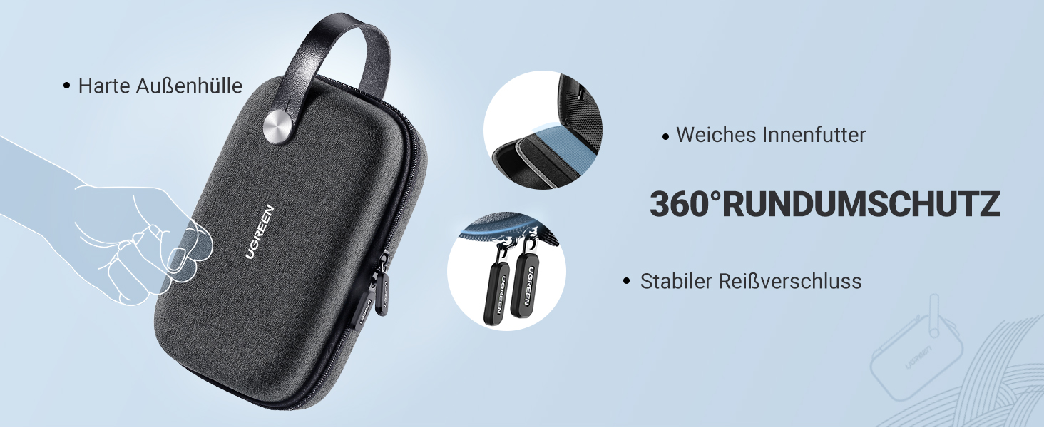 Організатор для електроніки UGREEN: водонепроникний кейс для кабелів, зарядних, power bank та аксесуарів (23 x 14 x 8 см)