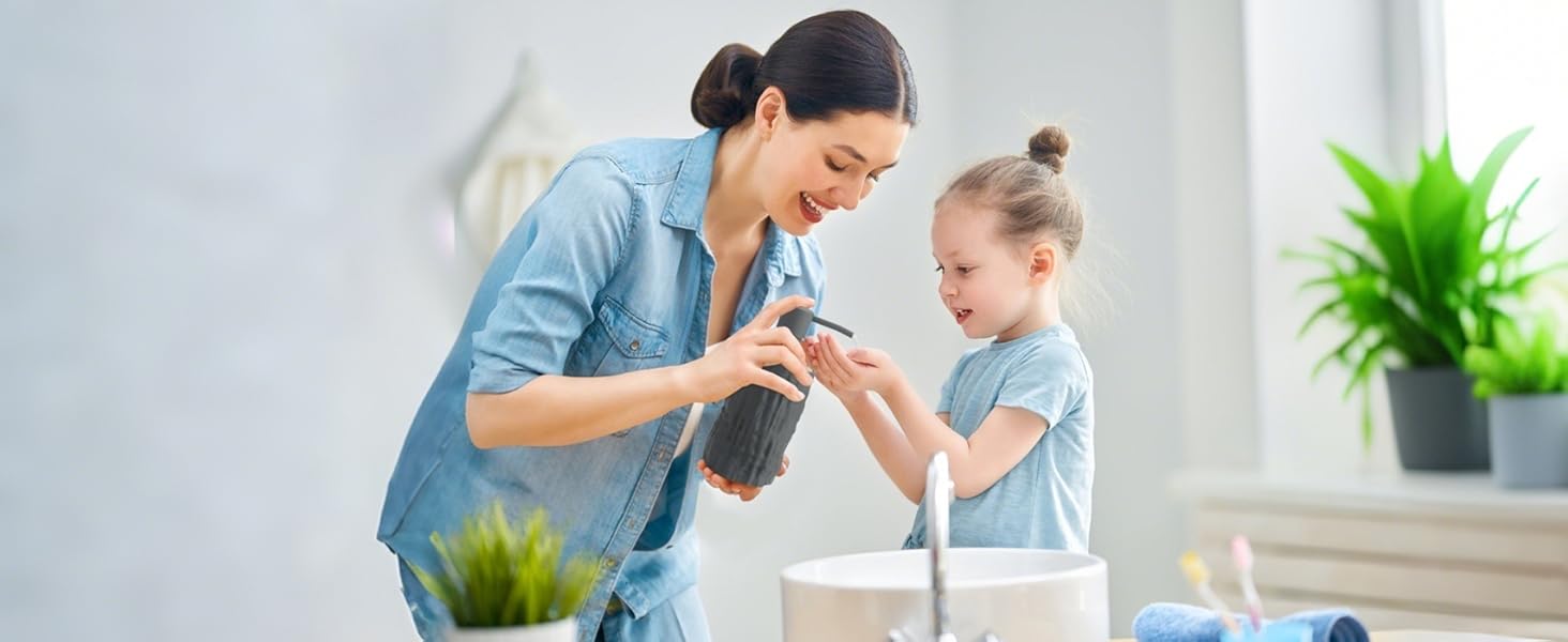 Дозатор для мила білий бамбук, 390 мл, для кухні, ванної кімнати, офісу, дозатор мила для миття посуду